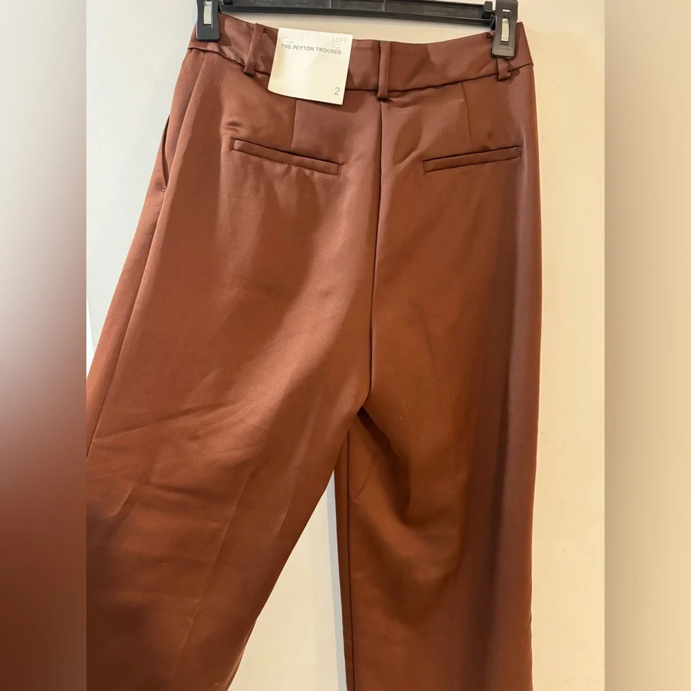 NWT - LOFT The Peyton Trouser - Size 2 - Metallic Copper Brown - Picture 3 of 6